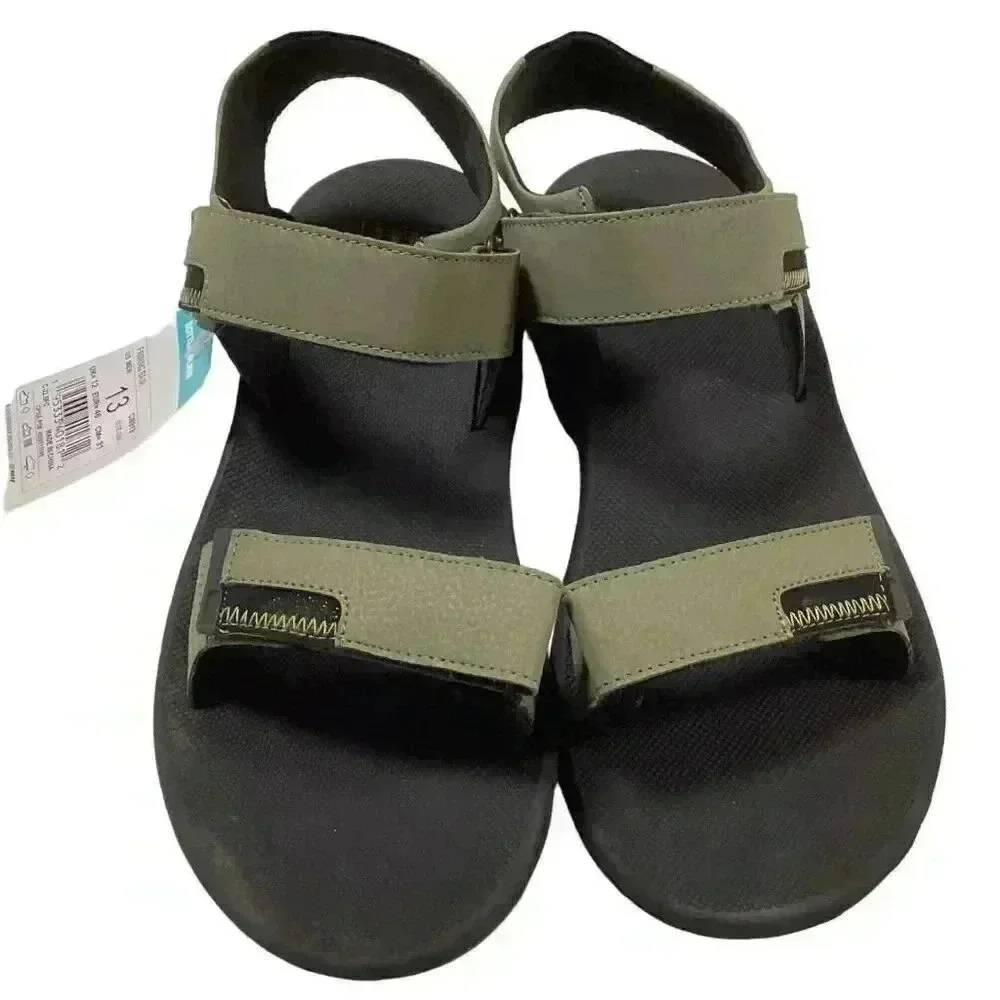 Reef Fanning Baja Mens 13 Strap Sandals Green Olive Faux Leather Vegan NEW